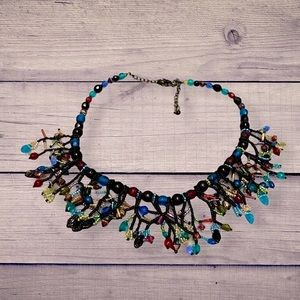 Womens Black Beaded Choker Statement Necklace💝